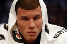 Photo by Chris Detrick | The Salt Lake Tribune 
Blake Griffin watches during the first half of the 2011 NBA All-Star game at the Staples Center Sunday February 20, 2011.    The West won 148-143.