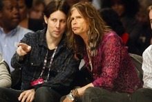Photo by Chris Detrick | The Salt Lake Tribune 
Steven Tyler watches during the first half of the 2011 NBA All-Star game at the Staples Center Sunday February 20, 2011.    The West won 148-143.