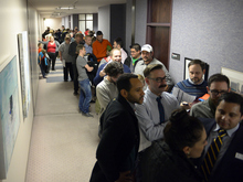   Keith Johnson | The Salt Lake Tribune

Same sex couples wait in line outside the Salt Lake County clerks office, Friday, December 20, 2013 waiting to apply for marriage licenses after a federal judge in Utah Friday struck down the state's ban on same-sex marriage, saying the law violates the U.S. Constitution's guarantees of equal protection and due process.  