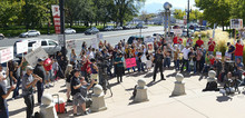   Leah Hogsten  |  The Salt Lake Tribune
Over a dozen families whose families have been killed or shot by police filled the crowd at the Families Speak Out On Police Violence rally on Saturday at the Matheson Courthouse.  