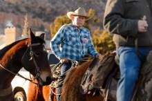   Trent Nelson  |  The Salt Lake Tribune
Cliven Bundy rides in a procession at the funeral for Robert "LaVoy" Finicum, in Kanab, Friday February 5, 2016. Finicum was shot and killed by police during a January 26 traffic stop. Finicum was part of the armed occupation of an Oregon wildlife refuge.  