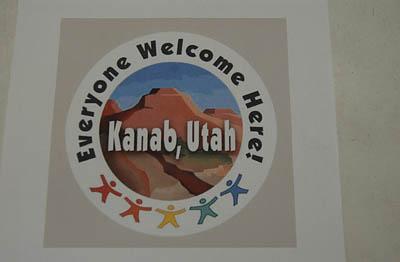The Kanab Boosters want stores and others to display this sticker in support of tourism.