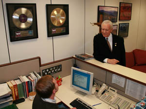 Sen Orrin Hatch's gold and platinum albums (see attached to wall).
