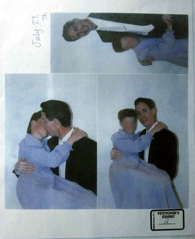 Photographs submitted into evidence in a court hearing Friday showing FLDS leader Warren Jeffs with a young girl. The photos are dated July 27, 2006. The Salt Lake Tribune blurred the girl's face.