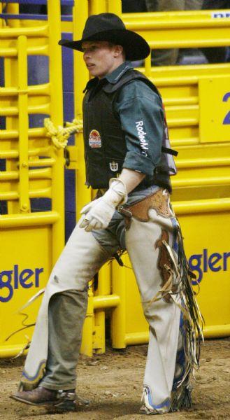 Tribune file photo

Bull rider Steve Woolsey of Benjamin exits the arena after his final ride at the National Finals Rodeo in Las Vegas on Dec. 11, 2005.