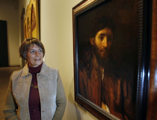 Steve Griffin  |  The Salt Lake Tribune

Provo -  Dawn Pheysey, curator of religious art, at the BYU Museum of Art in Provo, with 