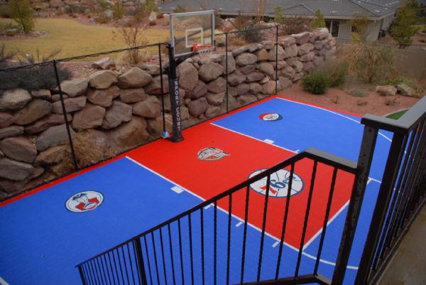 JAMI BONNER  |  The Salt Lake Tribune

This is the custom made basketball court at Julius Erving's St. George home. The NBA legend has moved and put the house on the market.