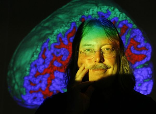 Scott Sommerdorf  |  The Salt Lake Tribune

Christopher Johnson, a professor of computer science at the University of Utah, is shown with an image of a brain projected in one of the school's labs.