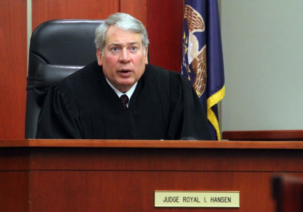 Rick Egan   |  The Salt Lake Tribune
Royal I. Hansen listens to the proceedings as Eugene Christopher Wright appears at his sentencing hearing, at the Matheson Courthouse in Salt Lake City, Friday, July 9, 2010. Wright was convicted by a jury for fatally shooting Utah County hockey coach and businessman Kenneth Dolezsar outside the Village Inn restaurant in Sandy in 2007.