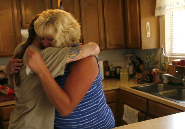 Leah Hogsten  |  The Salt Lake Tribune
Kim Salazar, right, gets a hug from best friend Diana Lawson on Tuesday after learning that Douglas Anderson Lovell can withdraw his guilty plea in the murder of Salazar's mother, Joyce Yost. This is outrageous, he [Lovell] confessed,