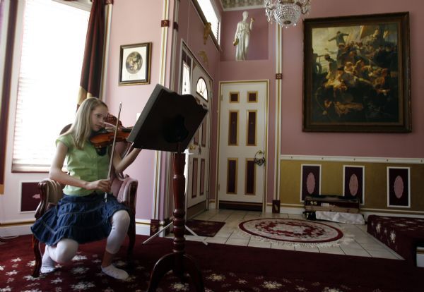 Leah Hogsten  |  The Salt Lake Tribune
Aubree Oliverson, 12, of Orem is the second place Utah winner in the Stradivarius International Violin Competition Junior Division, held July 12 at the University of Utah. She won $400. Aubree has been playing violin for six years.