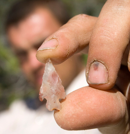 Al Hartmann  | The Salt Lake Tribune&#xA;Archaeology student shows a perfect arrowhead found in a Fremont site students were working on in Range Creek Canyon.  The site provides a hands-on approach to learning that can't be taught in the classroom.