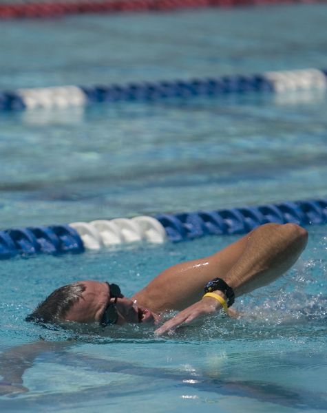 Jim Urquhart  |  The Salt Lake Tribune
Steve Avery of Riverton swims laps at the Oquirrh Park Fitness Center in Kearns. Voters recently defeated a $12 million bond for the fitness center that, among other things, would have covered the outdoor Olympic-sized swimming pool and added several amenities to the water park.