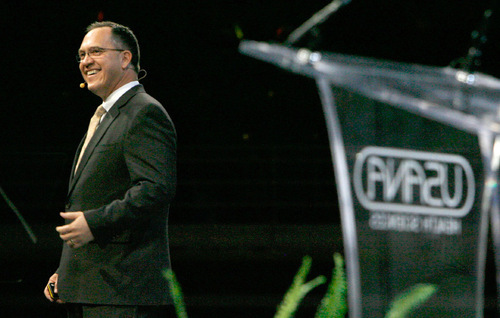 Steve Griffin  |  The Salt Lake Tribune&#xA; &#xA;  Usana Health Sciences is holding its annual convention this week at Energy Solutions Arena and the Salt Palace with about 6,000 people expected to attend. Here company CFO, Jeff Yates, talks at EnergySolutions  Arena during the convention's general session in Salt Lake City Thursday, August 26, 2010.