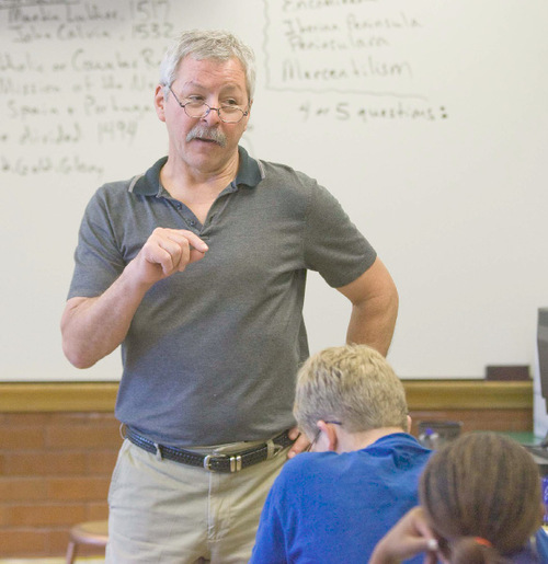 Paul Fraughton  |  The Salt Lake Tribune&#xA; Salt Lake School District Teacher of the Year, Rob Gardner teaches his class at Highland High School  in Salt Lake City  on Thursday, August 26, 2010