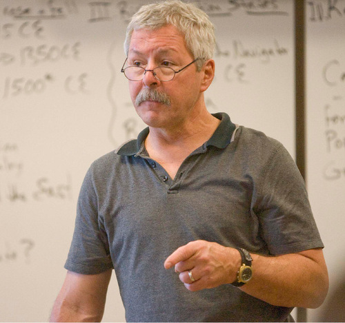 Paul Fraughton  |  The Salt Lake Tribune&#xA; Salt Lake School District Teacher of the Year, Rob Gardner teaches his class at Highland High School  in Salt Lake City  on Thursday, August 26, 2010