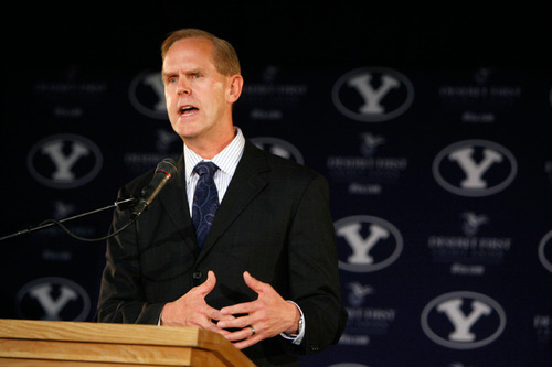 Francisco Kjolseth  |  The Salt Lake Tribune
BYU Athletic Director Tom Holmoe, speaking at the September press conference in which the school discussed its move to football independence, said the school grew weary of unfulfilled promises.
