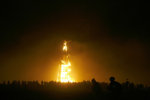 Rick Egan   |  The Salt Lake Tribune

The Burning Man goes up in flames, Friday, Sept. 3, 2010.