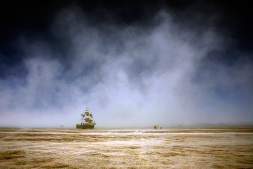 Rick Egan   |  The Salt Lake Tribune

A ship sails on the playa during a dust storm in the Black Rock Desert, 100 miles north of Reno, Nev., during the Burning Man Festival,   Friday, Sept. 3, 2010.