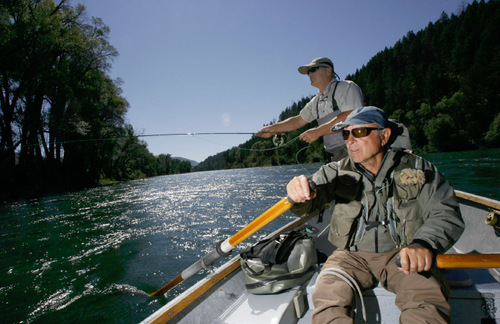 Francisco Kjolseth  |  The Salt Lake Tribune

Yvon Chouinard, with oars, and Bill Klyn, left, both of Jackson Hole, Wyo., fish on the South Fork of the Snake River in Idaho.