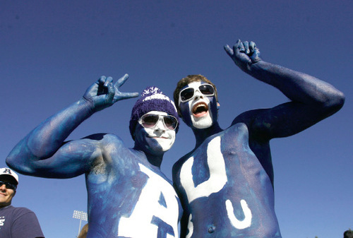 Rick Egan   |  The Salt Lake Tribune&#xA;&#xA;Sam Frazier and Parker Pratt prepare for the Utah State vs. Idaho State football game, Saturday, September 11, 2010.