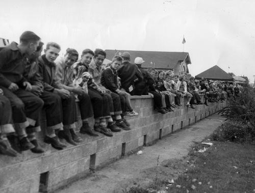 Salt Lake Tribune Archives

Kids sit on the wall at the Utah State Fair Sept. 19, 1950.