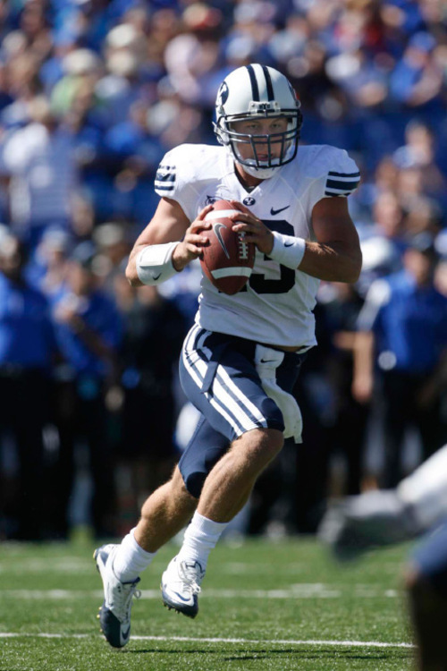 Trent Nelson  |  The Salt Lake Tribune
BYU quarterback Riley Nelson in the first quarter as BYU faces Air Force at the Air Force Academy, college football Saturday, September 11, 2010.