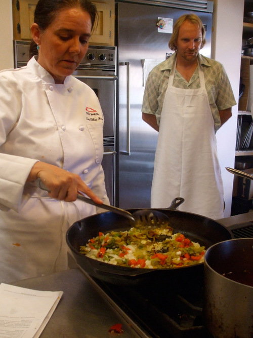 Kathy Stephenson  |  The Salt Lake Tribune&#xA;&#xA;Lois Ellen Frank demonstrates how to make green chile sauce during a cooking class at the Sante Fe Cooking School in New Mexico.