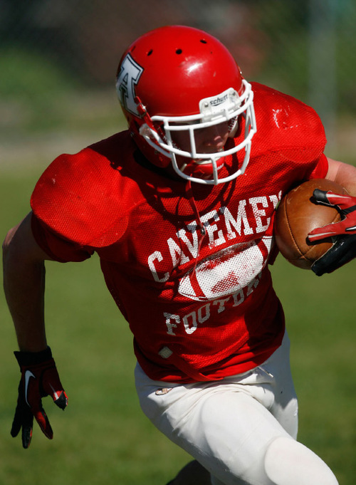 Francisco Kjolseth  |  The Salt Lake Tribune&#xA;Kaiden Worthington runs the ball down field during a recent practice. American Fork looked like one of the worst teams in 5A early in the football season. After scoring just 27 points through its first three games, it didn't look like the team was adjusting to first-year coach Aaron Behm's new option offense. But in region 4 games, American Fork has bested Cyprus and darling Jordan. Could it be that the Utah County school might actually be a playoff team by the end of the year?