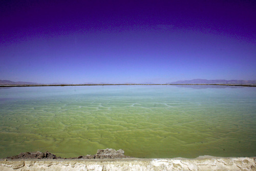 Rick Egan   |  The Salt Lake Tribune&#xA;&#xA;&#xA;Evaporation ponds at Great Salt Lake Minerals, on the shore of the Great Salt Lake, Thursday, September 23, 2010. GSL Minerals makes fertilizer by drawing water from the Great Salt Lake into solar evaporation ponds. Solar energy evaporates water from the ponds and yields the potassium and other minerals.