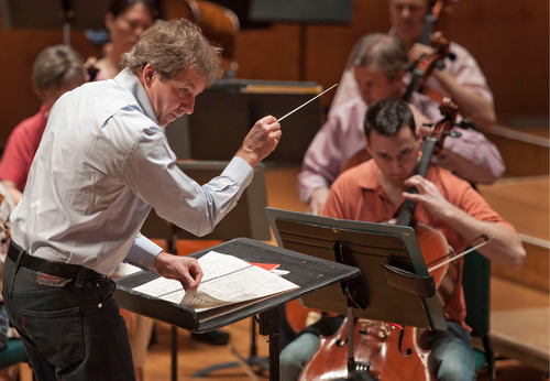 Michael Mangum  |  The Salt Lake Tribune
Music Director Thierry Fischer rehearses with the Utah Symphony at Abravanel Hall in Salt Lake City on Monday, September 20, 2010. The Salute to Youth performance will feature nine local soloists and will be held on Tuesday, September 28, 2010.