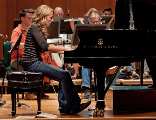 Michael Mangum  |  The Salt Lake Tribune
Natalie Coombs rehearses with the Utah Symphony at Abravanel Hall in Salt Lake City on Monday, September 20, 2010. The Salute to Youth performance will feature nine local soloists and will be held on Tuesday, September 28, 2010.