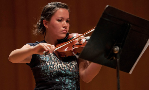 Michael Mangum  |  The Salt Lake Tribune
Samantha Anderson rehearses with the Utah Symphony at Abravanel Hall in Salt Lake City on Monday, September 20, 2010. The Salute to Youth performance will feature nine local soloists and will be held on Tuesday, September 28, 2010.