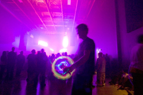Paul Fraughton  |  The Salt Lake Tribune A reveler at Salt Lake City's new dance and concert venue The Complex spins glow sticks recently as he  listens to the DJ.