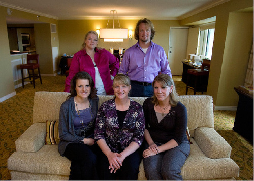 Djamila Grossman  |  The Salt Lake Tribune

Left to right: Kody Brown and his four wives, Janelle Brown, top, Robyn  Brown, Christine Brown and Meri Brown, pose for a portrait at the Downtown Mariott in Salt Lake City, on Friday, Sept. 24, 2010.  The family are the main focus of a TLC reality show, which will start airing Sunday, Sept. 26.