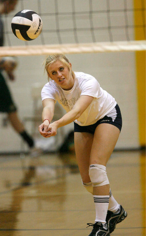 Paul Fraughton  |  The Salt Lake Tribune   Cottonwood High's McKenzie Anderson   at a recent volleyball practice.Salt Lake City  on  Monday,September 27, 2010