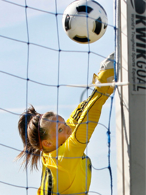 Scott Sommerdorf  l  The Salt Lake Tribune&#xA;Bingham goalkeeper Brittany Houghton (00) watches as this Taylorsville penaly shot by Arica Pfiel (cq) curls just inside the goalpost to even the score at 1-1 during first half play. Bingham went on to beat Taylorsville 5-1 in a girl's soccer game played at Taylorsville, Thursday, September 16, 2010.