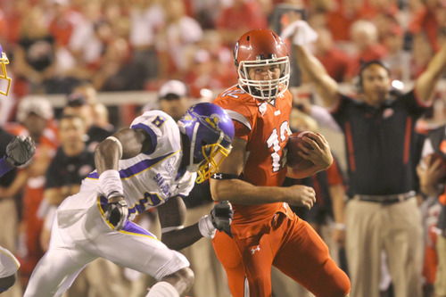 Rick Egan   |  The Salt Lake Tribune&#xA;&#xA;&#xA; Griff Robles is chased down by Spartan, Brandon Driver (8) as he runs the ball for the Utes, during the Utah vs. San Jose State game at Rice-Eccles Stadium, Saturday, September 25, 2010.