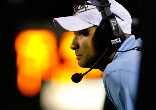 Scott Sommerdorf  l  The Salt Lake Tribune&#xA;Westlake head coach Jason Walker watches his team late in the first half against Timpview. Timpview held a 23-13 lead at the half at Westlake, Friday 10/1/2010.