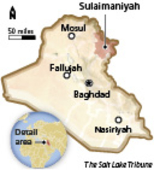Sulaymaniyah&#xA;The town in northern Iraq is about 150 miles northeast of Baghdad.