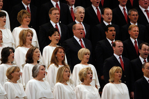 Francisco Kjolseth  |  The Salt Lake Tribune&#xA;The Mormon Tabernacle Choir sings during the first session of General Conference at the Conference Center in Salt Lake on Saturday, Oct. 2, 2010.&#xA;Salt Lake City Oct. 2, 2010.