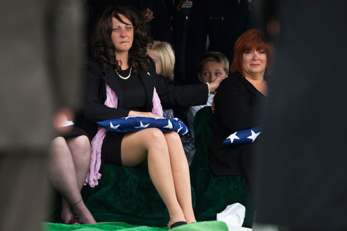 Chris Detrick  |  The Salt Lake Tribune &#xA;Wife Tiffany Wagstaff, left, and mom Suzanne Wagstaff during the burial of U.S. Army Blackhawk helicopter pilot Matthew G. Wagstaff at the Utah Veterans Memorial Park Tuesday October 5, 2010.  Wagstaff, a 10-year veteran of the Army's 101st Airborne Division, died in a Sept. 21 helicopter crash in Afghanistan. It was his second deployment to Afghanistan. He also had served in Iraq.