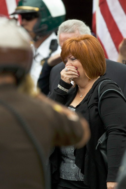 Chris Detrick  |  The Salt Lake Tribune &#xA;Suzanne Wagstaff grieves after the funeral service for her son U.S. Army Blackhawk helicopter pilot Matthew G. Wagstaff at Jenkins - Soffe Funeral Homes & Cremation Center Tuesday October 5, 2010.  Wagstaff, a 10-year veteran of the Army's 101st Airborne Division, died in a Sept. 21 helicopter crash in Afghanistan. It was his second deployment to Afghanistan. He also had served in Iraq.