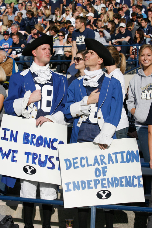 Rick Egan   |  The Salt Lake Tribune&#xA;&#xA;Brandon Judd, and Phillp Morgan dress for the BYU vs. San Diego State game, at Lavell Edwards Stadium in Provo,  Saturday, October 9, 2010