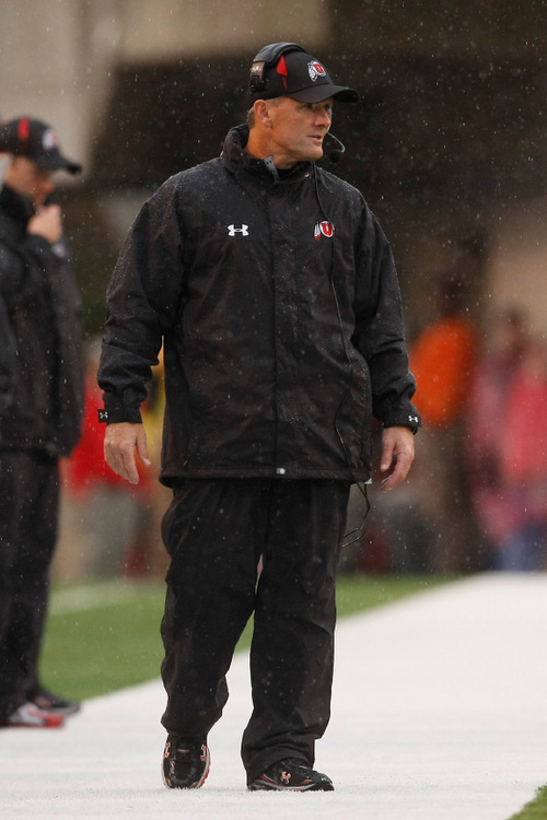 Chris Detrick  |  The Salt Lake Tribune 
Utah coach Kyle Whittingham during the first half of the game at Rice-Eccles Stadium in October  2010.