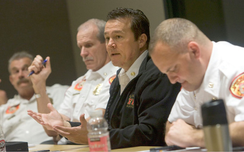 Al Hartmann  |  Salt Lake Tribune&#xA;Unified Fire Authority Chief Michael Jensen has had an eventful first year at the job with Cottonwood Creek flooding earlier this Spring,  this Summer's oil spill and was integral in fighting the Herriman Machine Gun fire.  UFA   covers unincorporated Salt Lake County as well as Alta, Draper, Taylorsville, Riverton, Holladay, Magna, Cottonowood Heights and Herriman making it the largest fire department in the state.  Jensen runs a senior staf meeting every Monday but does more listening than talking.   He relies on his deputy and assistant fire chiefs to make the whole organization work.