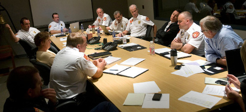 Al Hartmann  |  Salt Lake Tribune&#xA;Unified Fire Authority Chief Michael Jensen has had an eventful first year at the job with Cottonwood Creek flooding earlier this Spring,  this Summer's oil spill and was integral in fighting the Herriman Machine Gun fire.  UFA   covers unincorporated Salt Lake County as well as Alta, Draper, Taylorsville, Riverton, Holladay, Magna, Cottonowood Heights and Herriman making it the largest fire department in the state.  Jensen runs a senior staf meeting every Monday but does more listening than talking.   He relies on his deputy and assistant fire chiefs to make the whole organization work.