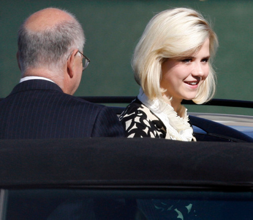 Steve Grifffin  |  The Salt Lake Tribune 
Elizabeth Smart, center, leaves the Federal Courthouse in Salt Lake City on  Thursday Oct 1, 2009.  Smart testified for the first time about her 2002 abduction and nine months of captivity at the hands of Brian David Mitchell, in a larger hearing on whether Mitchell is mentally competent to stand trial in her kidnapping.