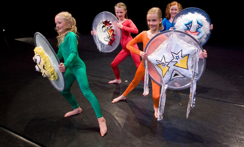 Jim Urquhart  |  The Salt Lake Tribune&#xA;Dancers, from left, Emily Jensen, 8, Elyse Nelson, 9, Lucy Jackson, 9, and Camilla Nelson, 9, during a Children's Dance Theatre rehearsal.