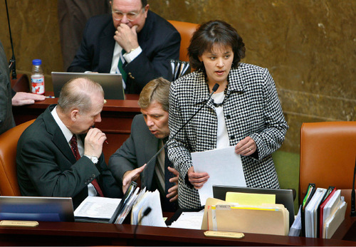 SCOTT SOMMERDORF  |  Tribune File Photo&#xA;Rep. Becky Lockhart, R-Provo, was elected House speaker -- knocking off Speaker Dave Clark and making history. Utah has never before had a woman head the state House or Senate. Lockhart is pictured here during the legislative session earlier this year.